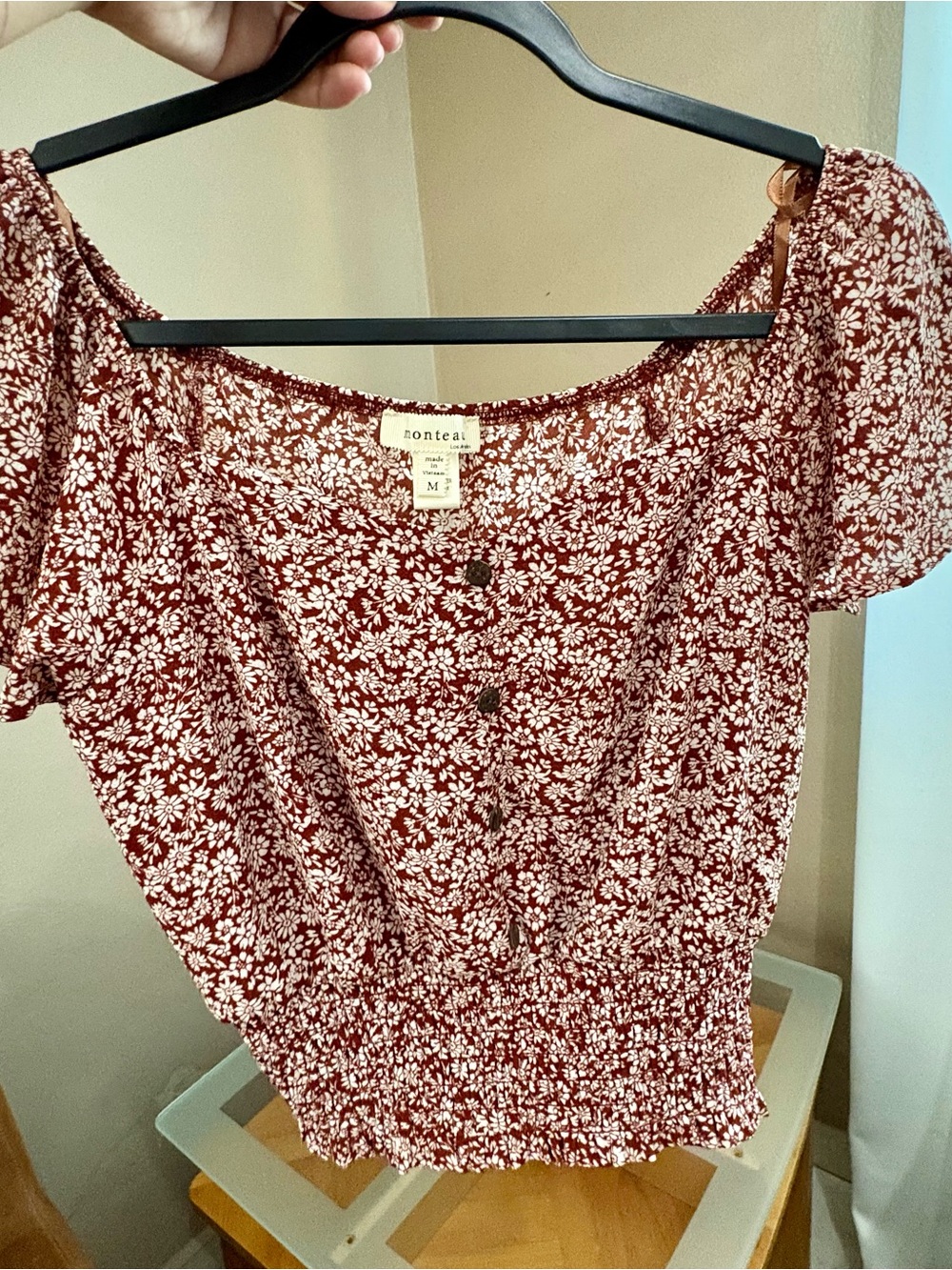 Crop Top Monteau Los Angeles - Burgundy Ditsy Floral & Boho Vibe